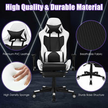 Load image into Gallery viewer, PU Leather Gaming Chair with USB Massage Lumbar Pillow and Footrest-White
