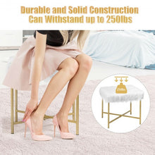 Load image into Gallery viewer, Faux Fur Ottoman Decorative Stool with Metal Legs
