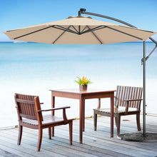 Load image into Gallery viewer, 10 Inch Patio Hanging Solar LED Umbrella Sun Shade with Cross Base-Beige
