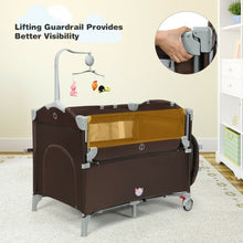 Load image into Gallery viewer, 5-in-1  Portable Baby Beside Sleeper Bassinet Crib Playard w/ Diaper Changer
