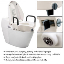 Load image into Gallery viewer, 5&quot; Medical Plastic Toilet Seat with Lock and Removable Armrests
