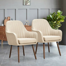 Load image into Gallery viewer, Set of 2 Fabric Upholstered Accent Chairs with Wooden Legs-Beige

