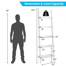 Load image into Gallery viewer, 5-Tier Wall-leaning Ladder Shelf  Display Rack for Plants and Books-White
