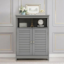 Load image into Gallery viewer, Wood Freestanding Bathroom Storage Cabinet with Double Shutter Door-Gray
