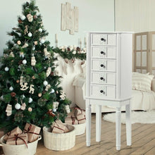 Load image into Gallery viewer, Standing Jewelry Cabinet Armoire with Top Flip Makeup Mirror
