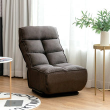 Load image into Gallery viewer, Swivel Folding Floor Gaming Chair with 6 Adjustable Positions  and Metal Base-Coffee
