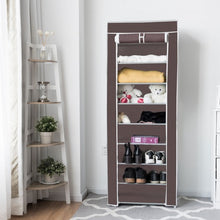 Load image into Gallery viewer, 10 Tier Space Saving Shoe Tower Rack with Fabric Cover-Brown
