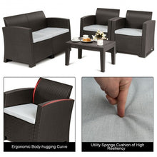 Load image into Gallery viewer, 4 Piece Patio Molded Rattan Sectional Sofa Set-Coffee
