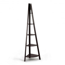Load image into Gallery viewer, 5 Tier Floor Corner Stand Ladder Shelves Bookshelf-Brown
