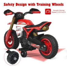 Load image into Gallery viewer, 6V Electric Kids Ride-On Battery Motorcycle with Training Wheels -Red
