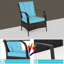 Load image into Gallery viewer, 3 PCS Patio Rattan Furniture Set-Turquoise
