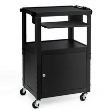 Load image into Gallery viewer, Mobile Steel Height Adjustable AV Presentation Cart w/ Locked Cabinet &amp; Keyboard
