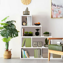 Load image into Gallery viewer, 6 Cubes Ladder Shelf Corner Bookshelf Storage Bookcase-White
