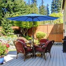 Load image into Gallery viewer, 10&#39; Solar LED Lighted Patio Market Umbrella Shade Tilt Adjustment Crank-Blue
