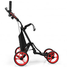 Load image into Gallery viewer, Lightweight Foldable Collapsible 4 Wheels Golf Push Cart-Red
