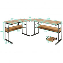 Load image into Gallery viewer, L-Shaped Computer Desk with Tiltable Tabletop-Walnut
