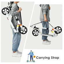 Load image into Gallery viewer, Folding Aluminium Adjustable Kick Scooter with Shoulder Strap-White
