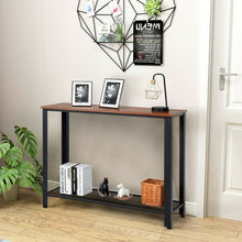 Load image into Gallery viewer, Metal Frame Wood  Console Sofa Table with Storage Shelf-Brown
