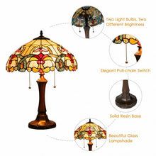 Load image into Gallery viewer, Tiffany-Style Victorian 2-Light Table Lamp with 16" Stained Shade
