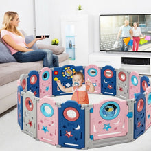 Load image into Gallery viewer, 18-Panel Portable Indoor Outdoor Play Fence with Educational Toys
