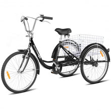 Load image into Gallery viewer, 24&quot; Single Speed 3-wheel Bicycle Adult Tricycle Seat-Black
