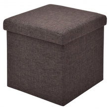 Load image into Gallery viewer, Folding Storage Square Footrest Ottoman-Brown
