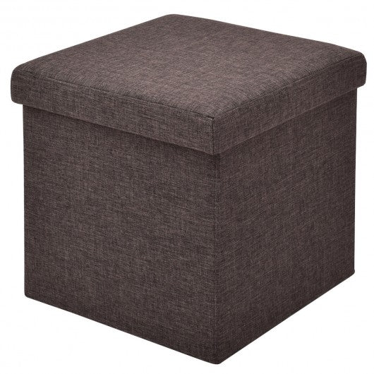 Folding Storage Square Footrest Ottoman-Brown