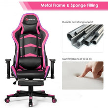 Load image into Gallery viewer, Massage LED Gaming Chair with Lumbar Support &amp; Footrest-Pink
