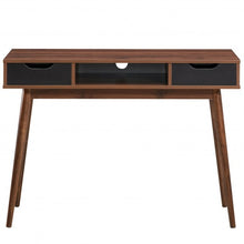 Load image into Gallery viewer, Stylish Computer Desk Workstation with 2 Drawers and Solid Wood Legs-Walnut
