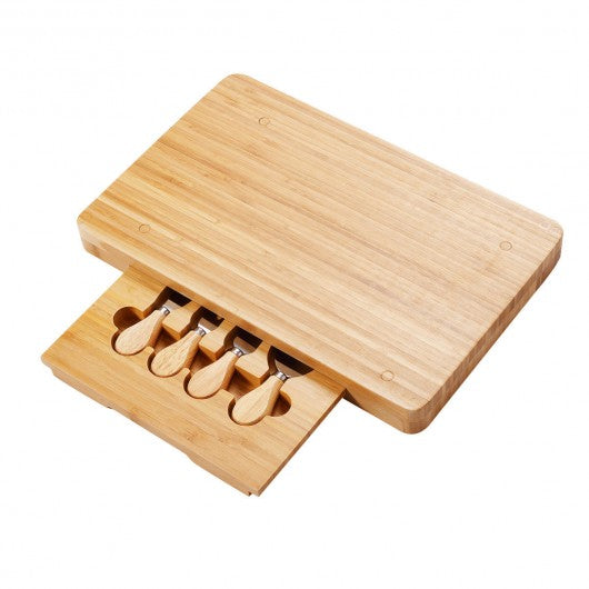 5 pcs Cheese Stainless Steel Knife Bamboo Cutting Board Set