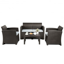 Load image into Gallery viewer, 4 Piece Patio Molded Rattan Sectional Sofa Set-Coffee
