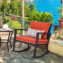Load image into Gallery viewer, 3-Pc Rattan Rocking Chair and Coffee Table Furniture Set-Red
