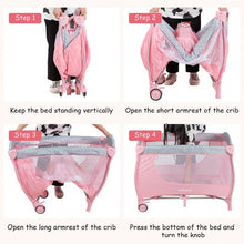 Load image into Gallery viewer, Foldable Baby Playard with Changing Station-Pink
