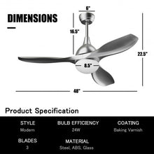 Load image into Gallery viewer, Modern 48&quot; Ceiling Fan w/ Dimmable LED Light &amp; Remote Control Reversible Blades
