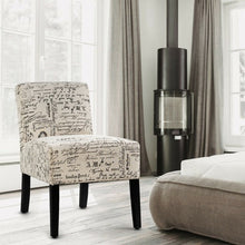 Load image into Gallery viewer, Armless Letter Print Fabric Chair with Solid Wood Legs

