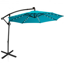 Load image into Gallery viewer, 10FT 360 Rotation Solar Powered LED Patio Offset Umbrella-Turquoise
