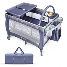 Load image into Gallery viewer, Portable Foldable Baby Playard Nursery Center with Changing Station-Gray
