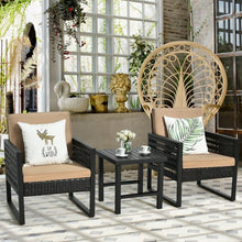 Load image into Gallery viewer, 3Pcs Patio Rattan Bistro Cushioned Furniture Set

