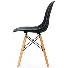 Load image into Gallery viewer, 4 Pcs Modern Plastic Hollow Chair Set with Wood Leg-Black
