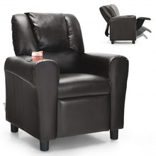 Load image into Gallery viewer, Children PU Leather Recliner Chair with Front Footrest-Brown

