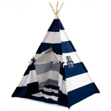 Load image into Gallery viewer, 5&#39; White &amp; Blue Portable Indian Children Sleeping Dome Play Tent
