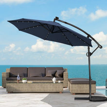 Load image into Gallery viewer, 10FT 360° Rotation Solar Powered LED Patio Offset Umbrella-Navy
