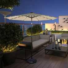 Load image into Gallery viewer, 10&#39; Solar LED Lighted Patio Market Umbrella Shade Tilt Adjustment Crank-Beige
