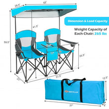 Load image into Gallery viewer, Portable Folding Camping Canopy Chairs w/ Cup Holder-Blue
