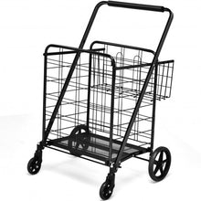 Load image into Gallery viewer, Heavy Duty Folding Utility Shopping Double Cart-Black
