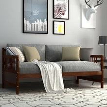 Load image into Gallery viewer, Twin Size Wooden Slats Daybed Bed with Rails-Chocolate
