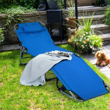Load image into Gallery viewer, Folding Chaise Lounge Chair Bed Adjustable Outdoor Patio Beach-Blue
