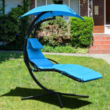 Load image into Gallery viewer, Hanging Stand Chaise Lounger Swing Chair w/ Pillow-Blue

