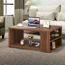 Load image into Gallery viewer, Coffee Table Sofa Side Table with Storage Shelves -Walnut

