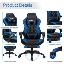 Load image into Gallery viewer, Adjustable Gaming Chair with Footrest for Home Office-Blue
